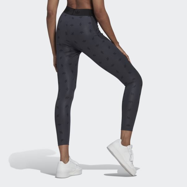 Adidas Legging Taille Haute 7/8 Gris Nuit Imprimé Allover