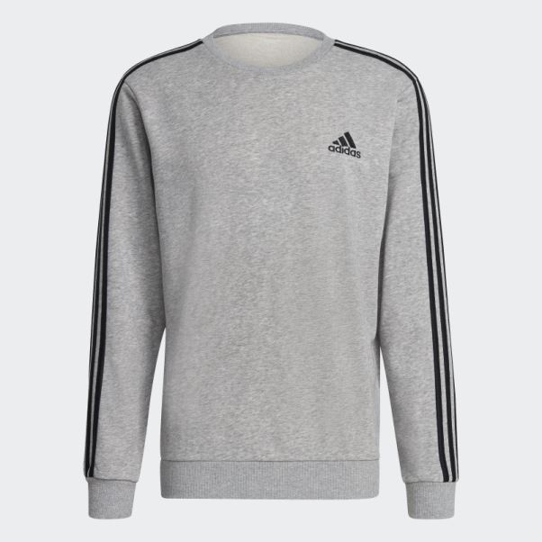 Sweat Gris Moyen En Molleton à 3 Bandes Adidas Adidas