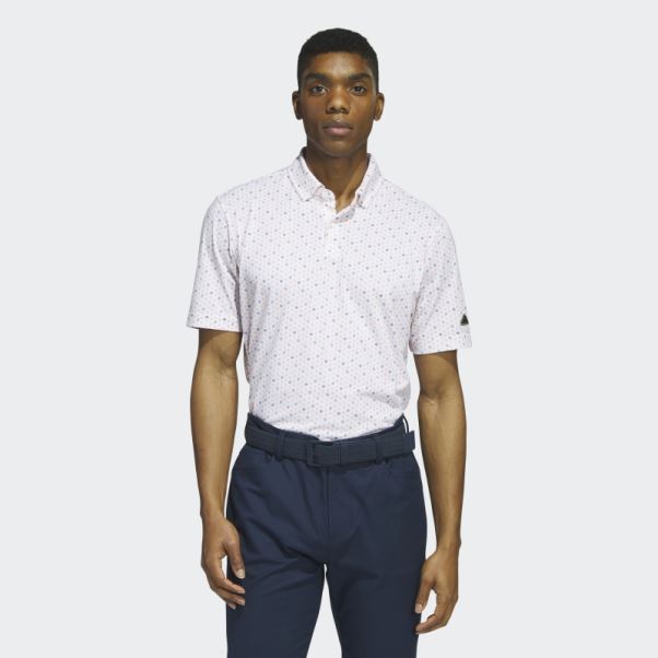 Adidas Polo De Golf Imprimé Corail