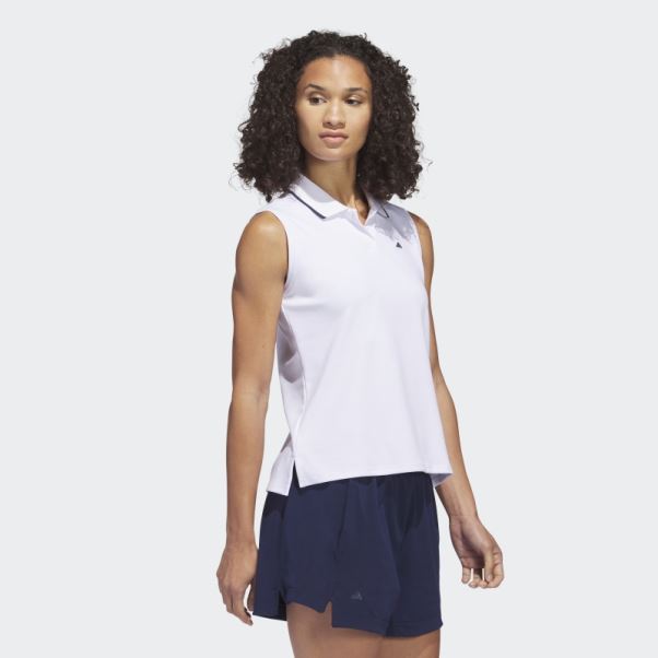 Polo De Golf Sans Manches Piqué Go-to Blanc Adidas