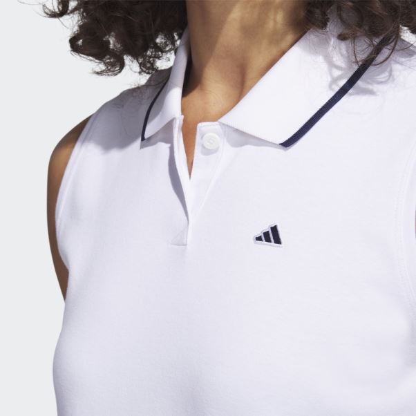 Polo De Golf Sans Manches En Piqué Adidas Go-to Blanc