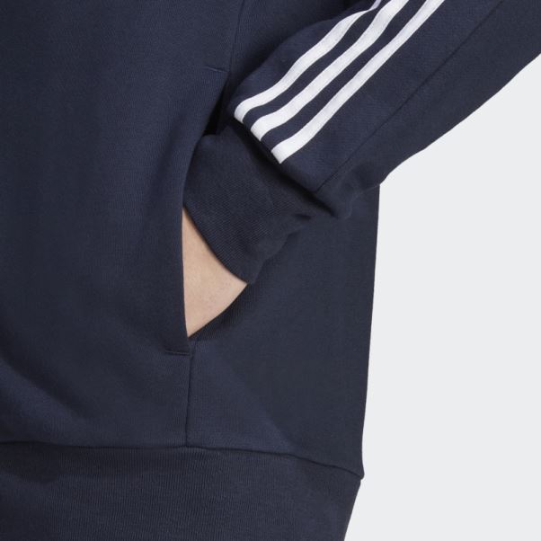 Encre Sweat à Capuche Zippé à 3 Rayures Adidas Essentials French Terry