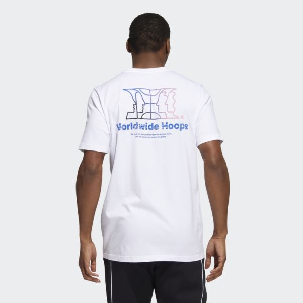 Adidas T-shirt Graphique Blanc Worldwide Hoops Story
