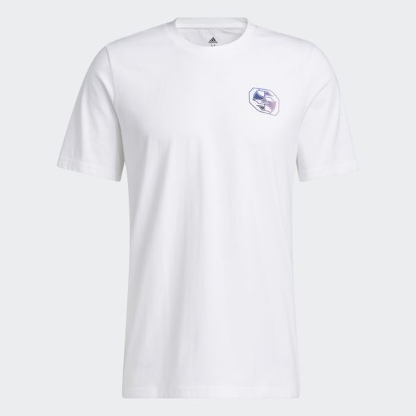 Adidas T-shirt Graphique Blanc Worldwide Hoops Story