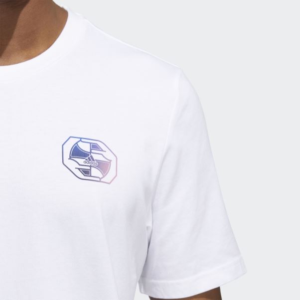 Adidas T-shirt Graphique Blanc Worldwide Hoops Story