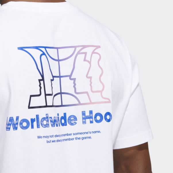 Adidas T-shirt Graphique Blanc Worldwide Hoops Story