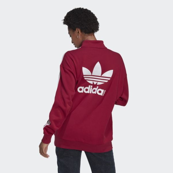 Sweat Adidas Adicolor Trèfle Quart Zip Bordeaux