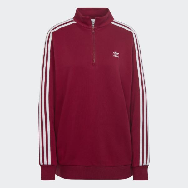 Sweat Adidas Adicolor Trèfle Quart Zip Bordeaux