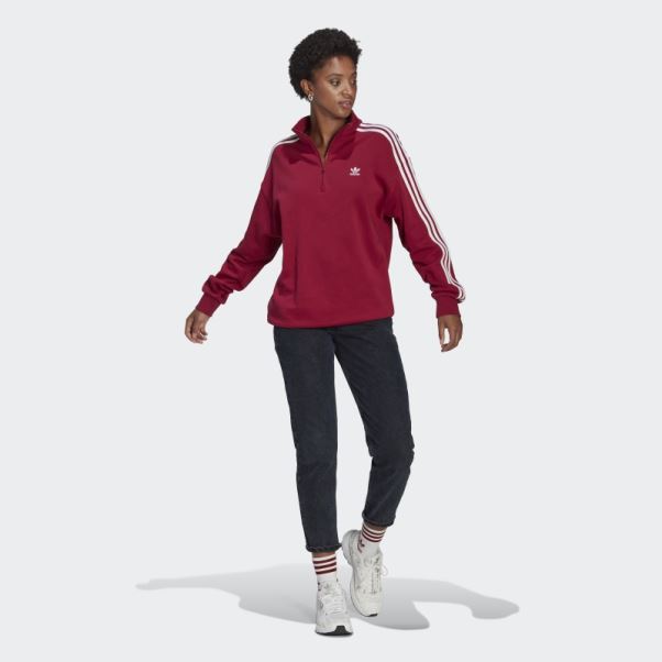 Sweat Adidas Adicolor Trèfle Quart Zip Bordeaux