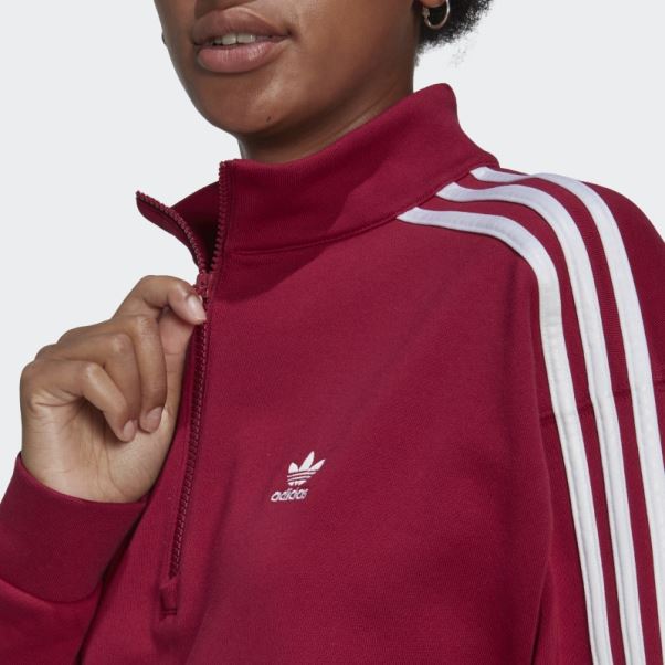 Sweat Adidas Adicolor Trèfle Quart Zip Bordeaux