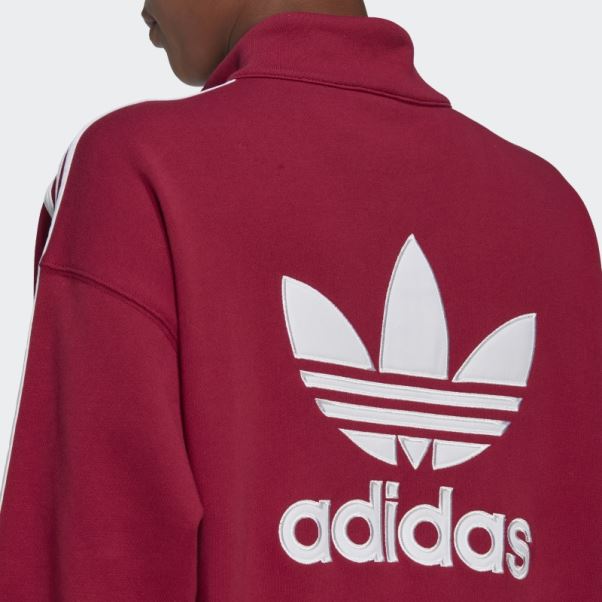Sweat Adidas Adicolor Trèfle Quart Zip Bordeaux