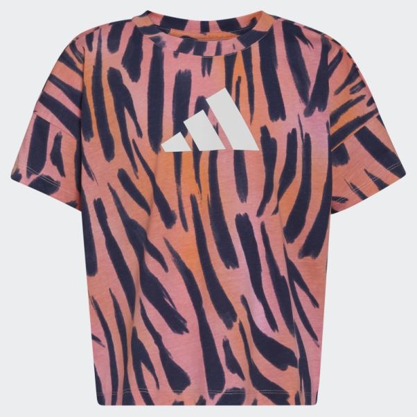 T-shirt Imprimé Logo Rouge Acide Adidas