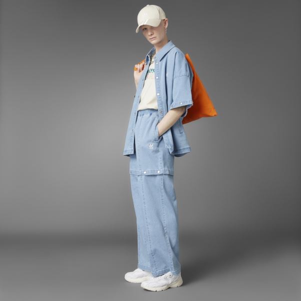 Adidas Pantalon De Survêtement En Denim Toujours Original Délavé Bleu Dnm