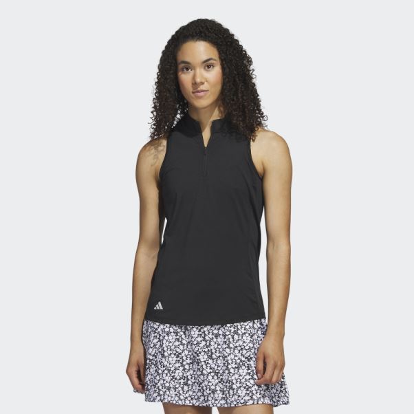 Polo Noir Sans Manches Dos Nageur Adidas