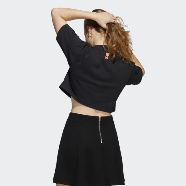 T-shirt Noir Love Unites Crop Trèfle Adidas