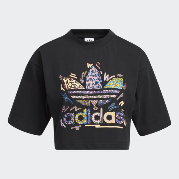 T-shirt Noir Love Unites Crop Trèfle Adidas