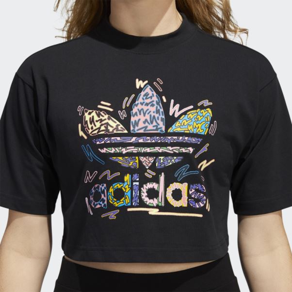 T-shirt Noir Love Unites Crop Trèfle Adidas