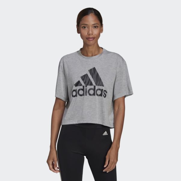 T-shirt Gris Moyen Aeroready Conçu Pour Se Déplacer à Imprimé Tigre Adidas
