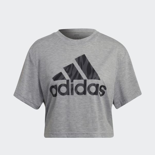 T-shirt Gris Moyen Aeroready Conçu Pour Se Déplacer à Imprimé Tigre Adidas
