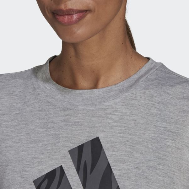 T-shirt Gris Moyen Aeroready Conçu Pour Se Déplacer à Imprimé Tigre Adidas