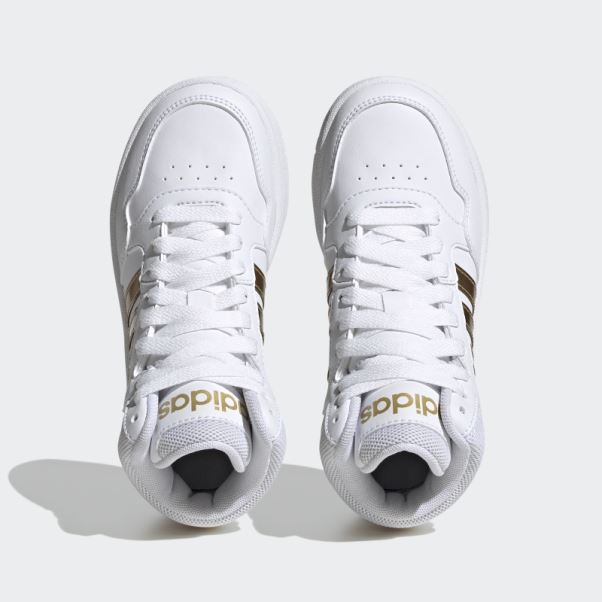 Adidas Hoops Mid Lifestyle Basket Lacets Chaussures Blanc