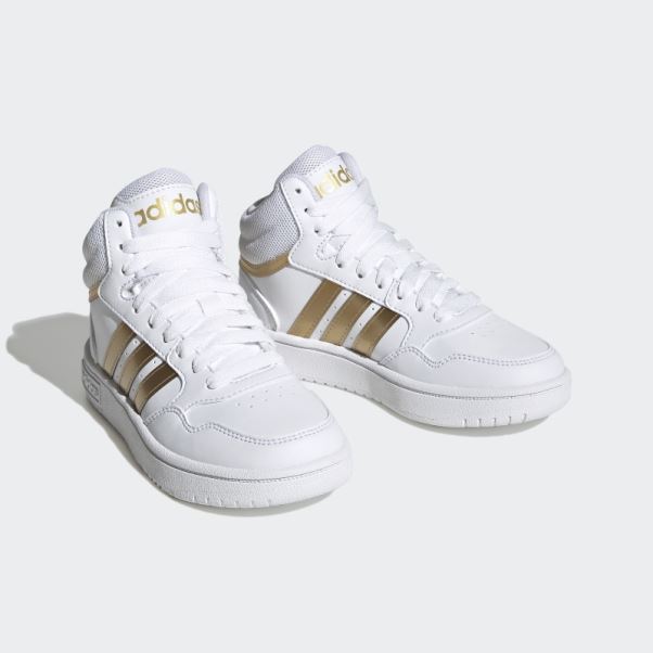 Adidas Hoops Mid Lifestyle Basket Lacets Chaussures Blanc