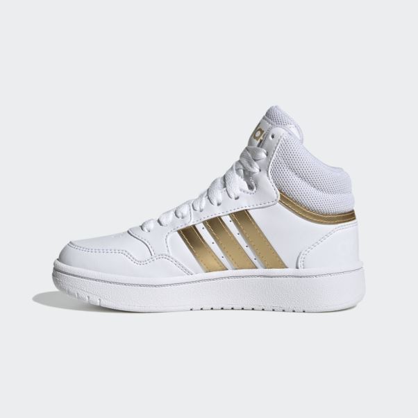 Adidas Hoops Mid Lifestyle Basket Lacets Chaussures Blanc
