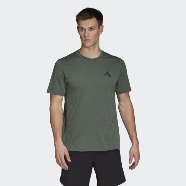 Adidas Oxyde Vert Aeroready Conçu Pour Se Déplacer T-shirt De Sport Feelready