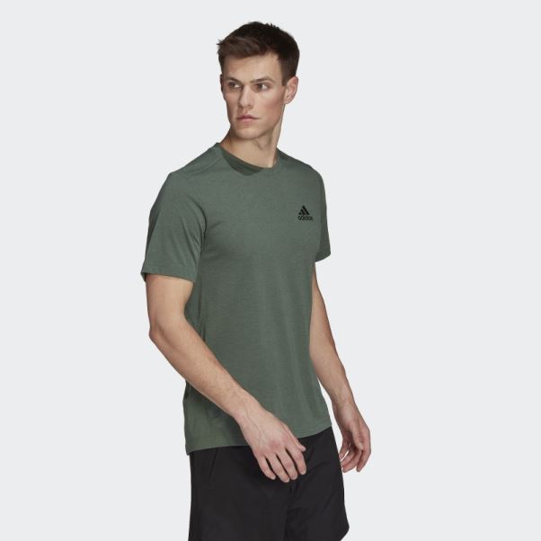 Adidas Oxyde Vert Aeroready Conçu Pour Se Déplacer T-shirt De Sport Feelready