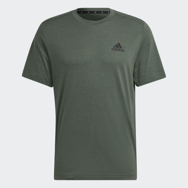 Adidas Oxyde Vert Aeroready Conçu Pour Se Déplacer T-shirt De Sport Feelready