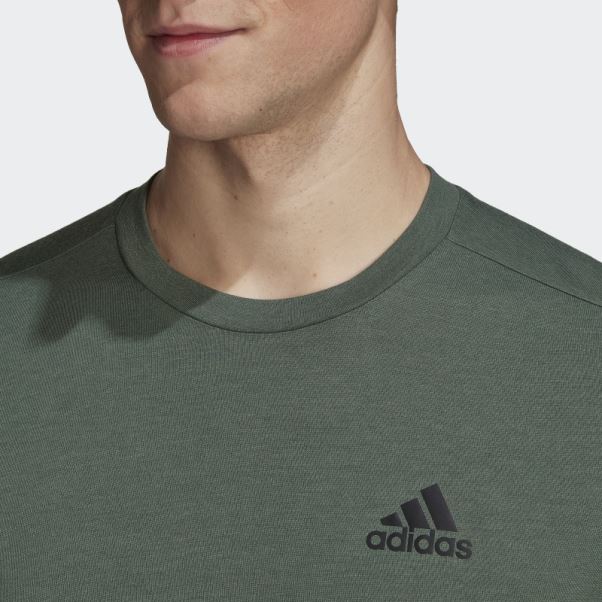 Adidas Oxyde Vert Aeroready Conçu Pour Se Déplacer T-shirt De Sport Feelready
