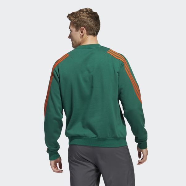Sweat-shirt Ras Du Cou à 3 Bandes Adidas Vert Foncé