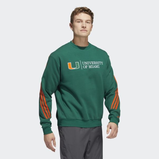 Sweat-shirt Ras Du Cou à 3 Bandes Adidas Vert Foncé