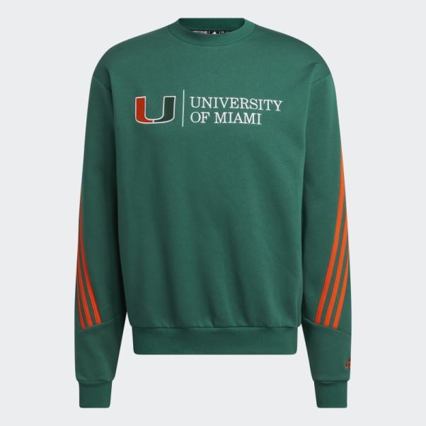 Sweat-shirt Ras Du Cou à 3 Bandes Adidas Vert Foncé