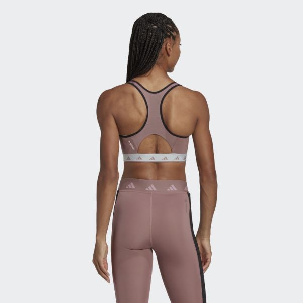 Soutien-gorge Techfit à Maintien Moyen Adidas Hyperglam Powerreact Violet