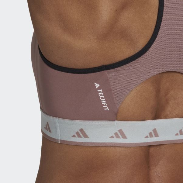 Soutien-gorge Techfit à Maintien Moyen Adidas Hyperglam Powerreact Violet