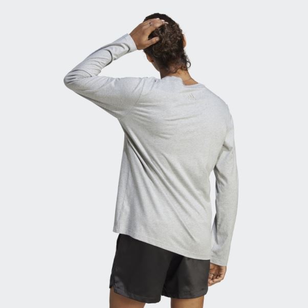 Tee Shirt Manches Longues Essentials Gris Moyen Adidas