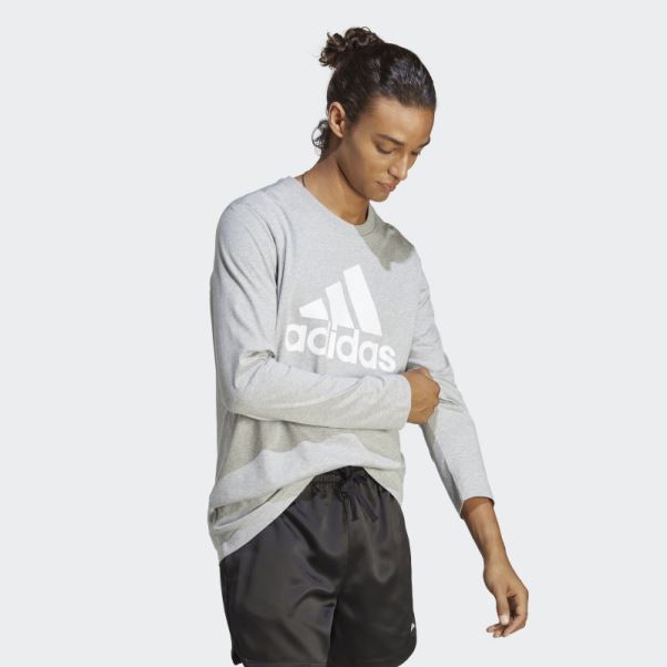 Tee Shirt Manches Longues Essentials Gris Moyen Adidas