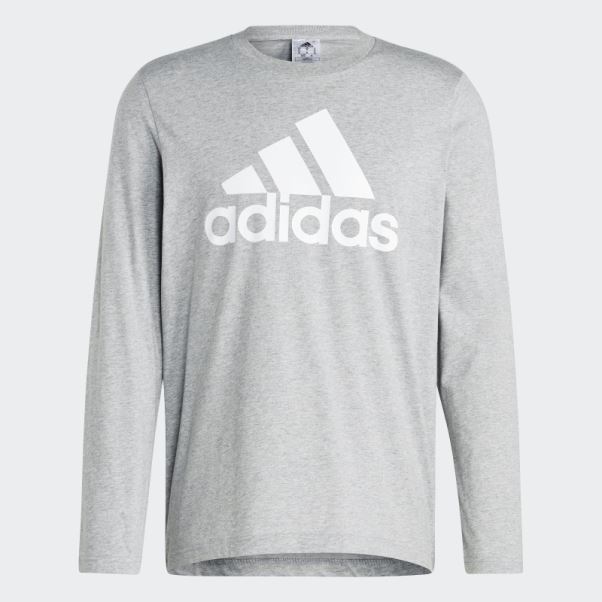 Tee Shirt Manches Longues Essentials Gris Moyen Adidas
