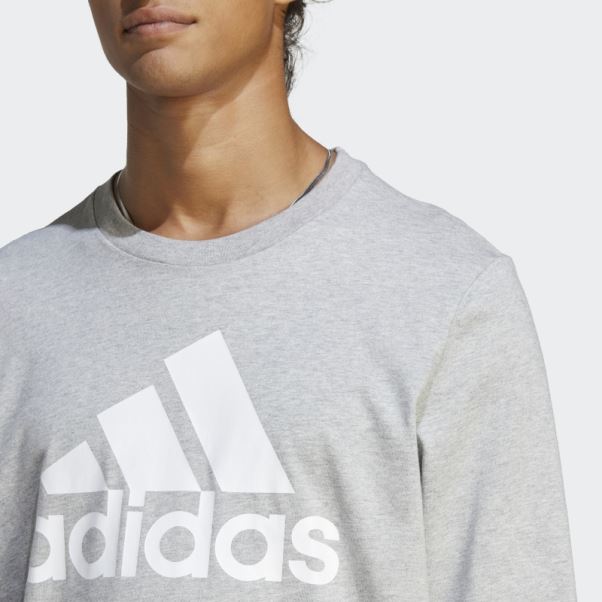 Tee Shirt Manches Longues Essentials Gris Moyen Adidas