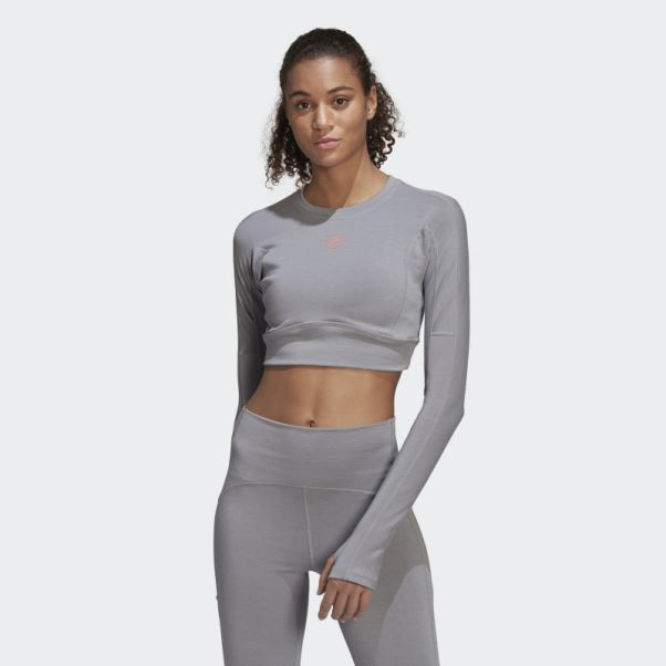Adidas By Stella Mccartney Truestrength Cropped Manches Longues Hot Light Onix