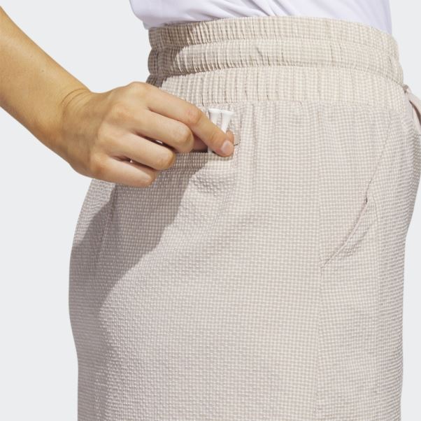 Jupe-short De Golf En Seersucker Taupe 16 Pouces Adidas