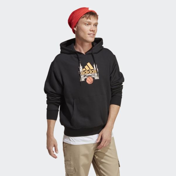 Sweat à Capuche Graphique Adidas Noir