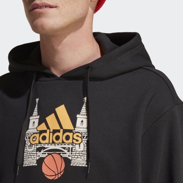 Sweat à Capuche Graphique Adidas Noir