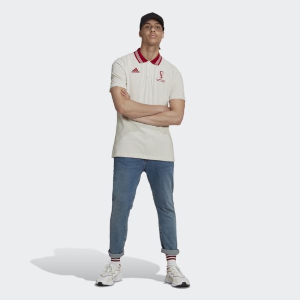 Polo Emblème Officiel Adidas Coupe Du Monde Fifa 2022 Talc