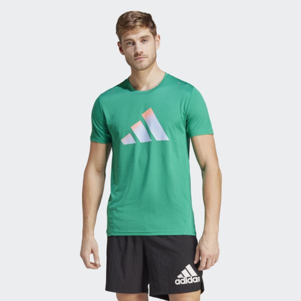 T-shirt Adidas Run Icon 3 Bar Logo Vert Court
