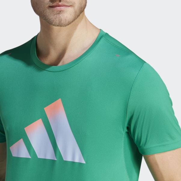 T-shirt Adidas Run Icon 3 Bar Logo Vert Court