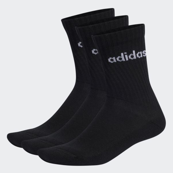 Chaussettes Matelassées Linear Crew 3 Paires Adidas Noir