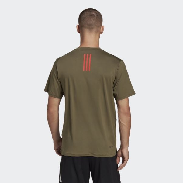 T-shirt D'entraînement Stretch Saisonnier Adidas Train Essentials Olive
