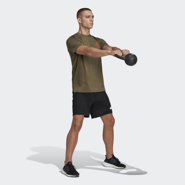 T-shirt D'entraînement Stretch Saisonnier Adidas Train Essentials Olive